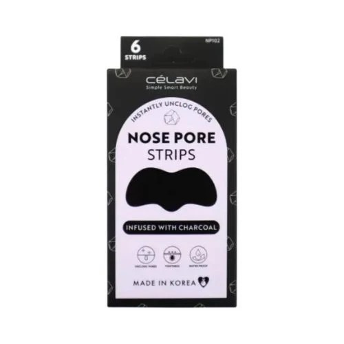 CELAVI NOSE PORE STRIPS INFUSED WITH CHARCOAL 6 STRIPS