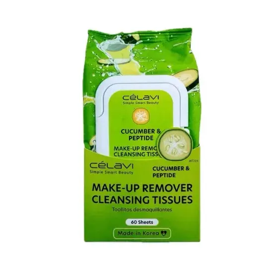 CELAVI TOALLITAS DESMAQUILLANTES CUCUMBER & PEPTIDE 60 SHEETS
