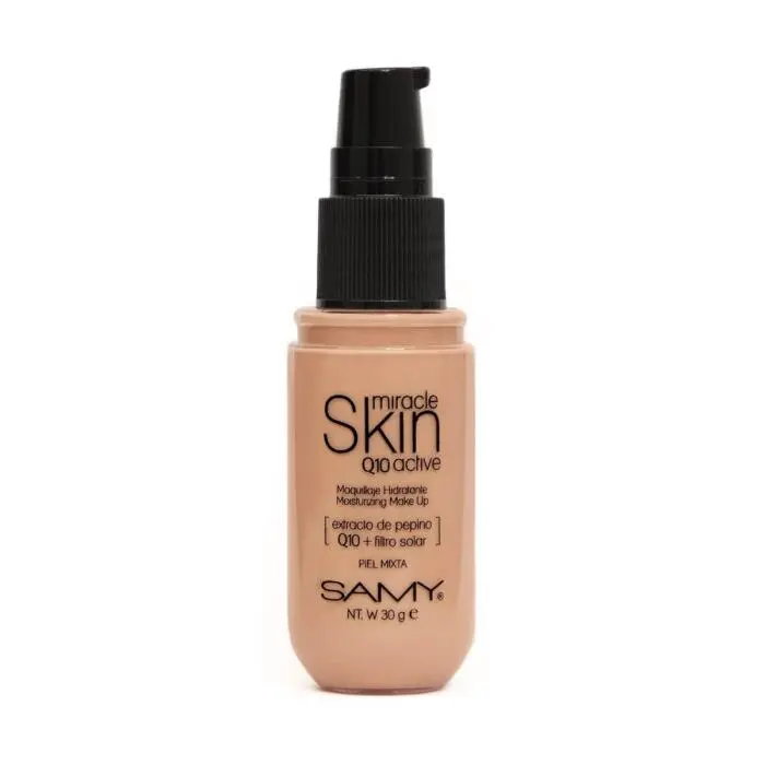 MAQUILLAJE HIDRATANTE BASE LIQUIDA SAMY # 02. CARAMELO LIGERO