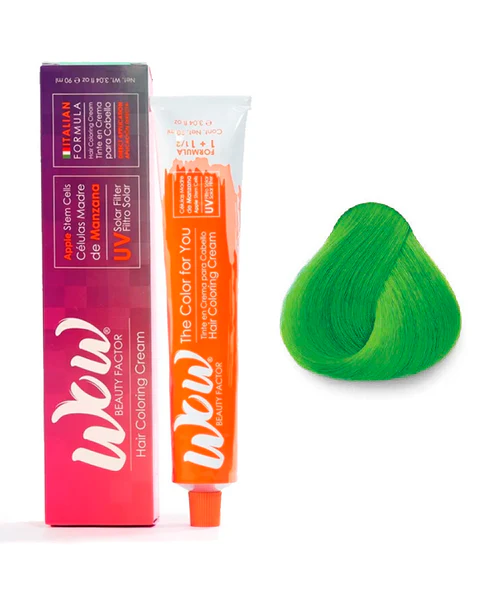 WOW Tinte en Crema para Cabello con Peróxido en Crema verde neón
