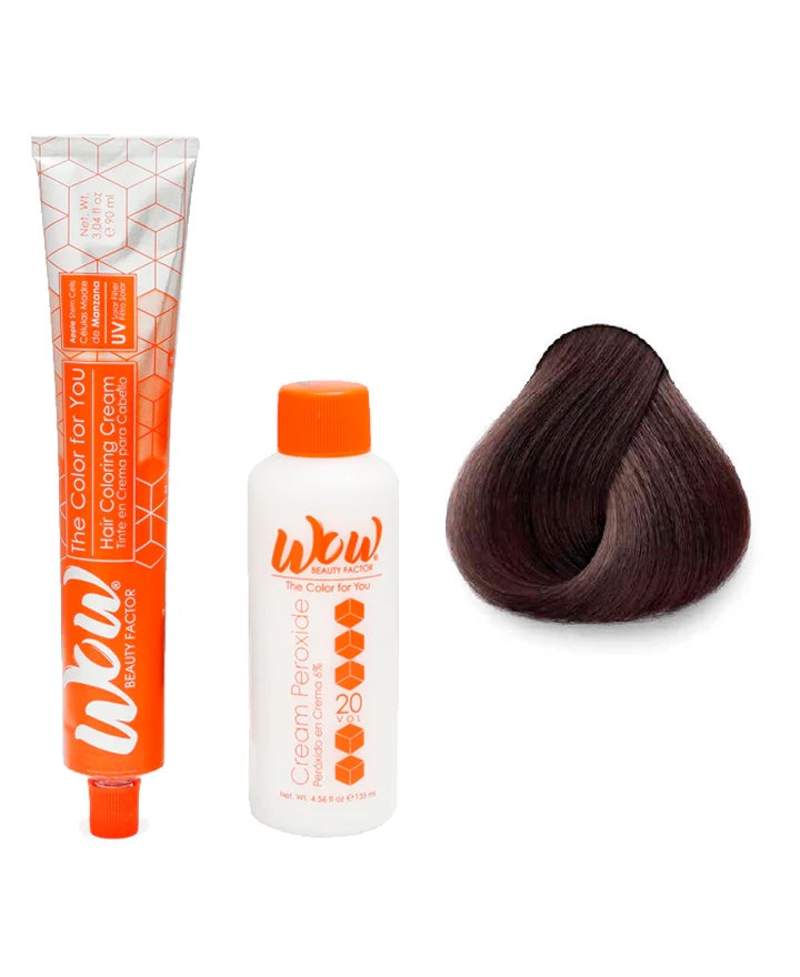 WOW Tinte en Crema para Cabello con Peróxido en Crema 4.52 Castaño Caoba