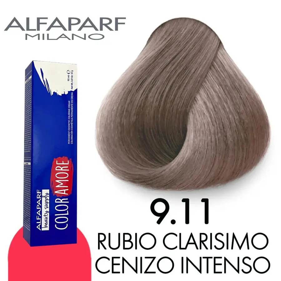 ALFAPARF COLOR AMORE TINTE 9.11 RUBIO CLARISIMO CENIZO INTENSO 90 ML