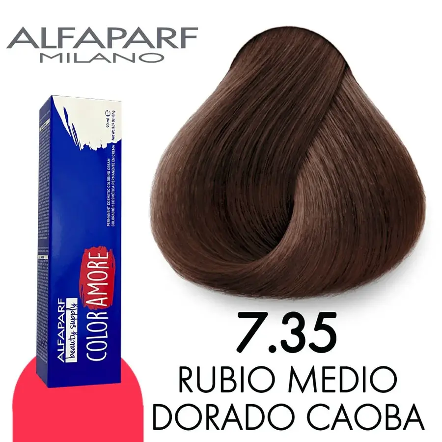 ALFAPARF COLOR AMORE TINTE 7.35 RUBIO MEDIO DORADO CAOBA 90 ML