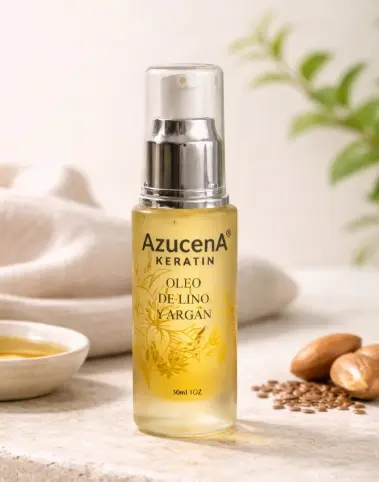 [7443032550144] AZUCENA Gotas de Brillo Oleo de Lino y Argan 30 ml